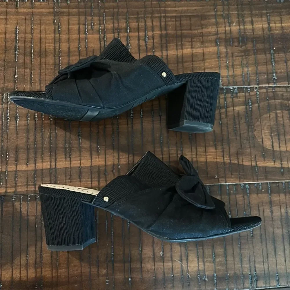Circus Sam Edelman black bow peep toe block heels sandals 9.5 - Picture 2 of 7